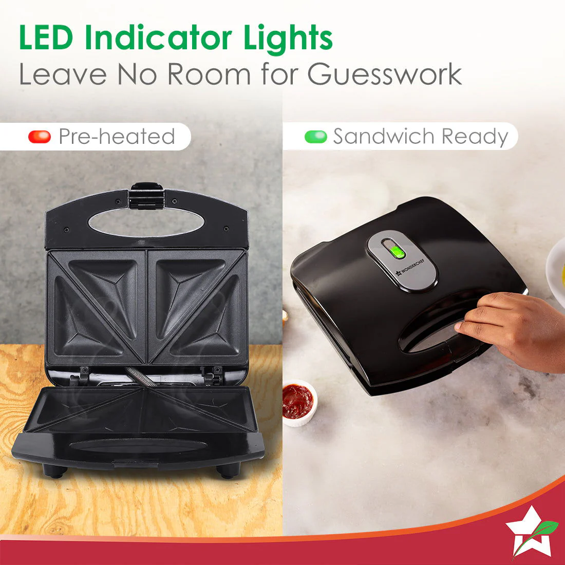 Acura Plus Sandwich Maker | 750W | Non-stick Aluminium Grill Plates | For Crispy Toast Sandwiches | Cool-touch Body with LED Indicator Lights | Easy to Clean | 2-year Warranty | Black - Image 5