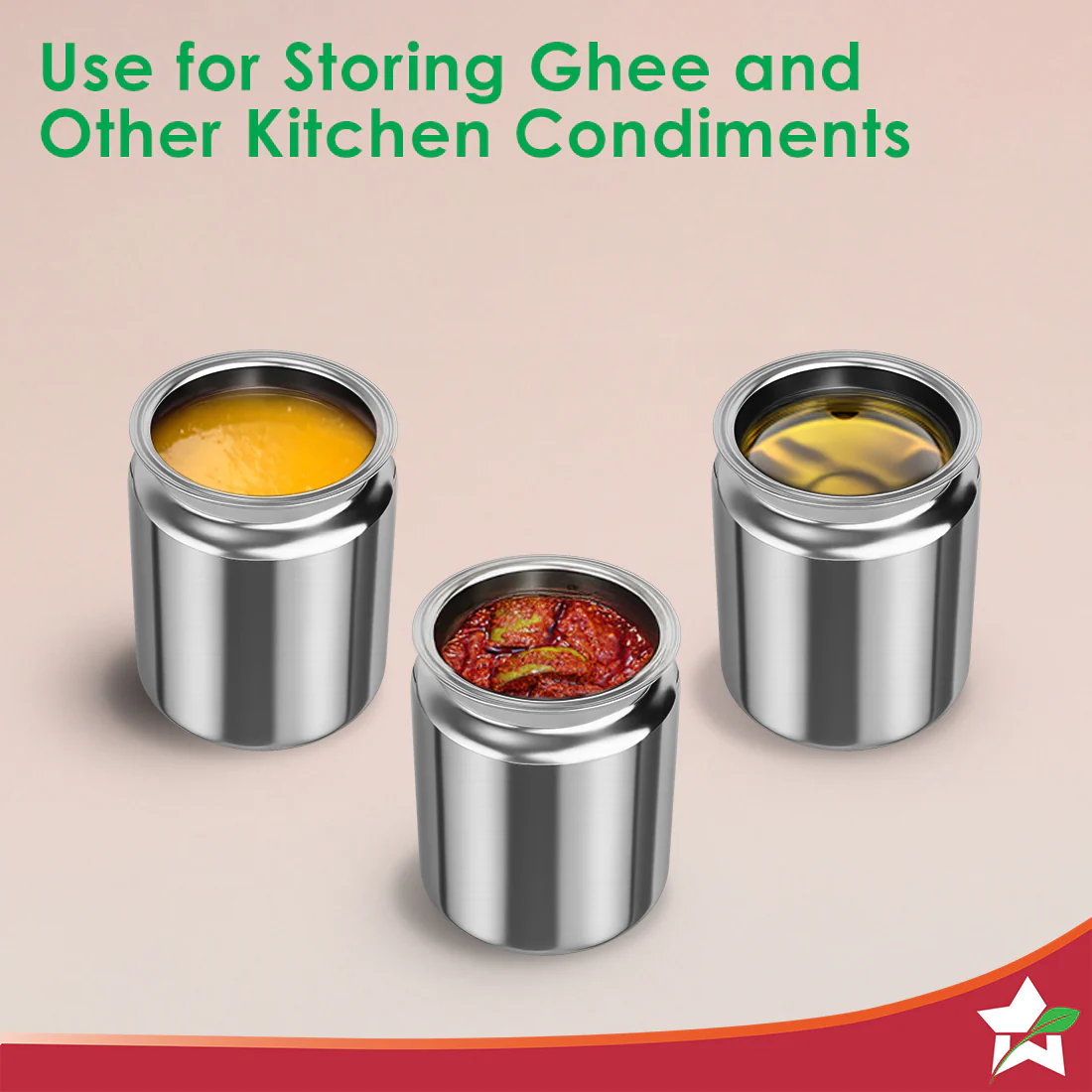 Ambrosia Premium Stainless-steel Ghee Pot with Lid, 1 L, Tight SS Lid, Rust-resistant & Durable Material, Ghee Storage for Kitchen, Multi-purpose Use, Silver, 1-Yr Warranty - Image 7