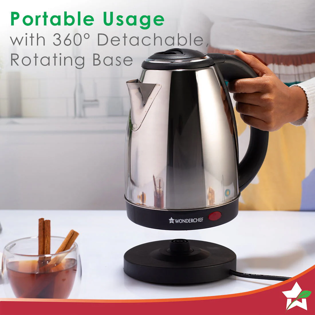 Crescent Electric Kettle | 1.8L Capacity | 1800W | Stainless Steel Body | Safety Locking Lid | 2 Year Warranty - Image 5