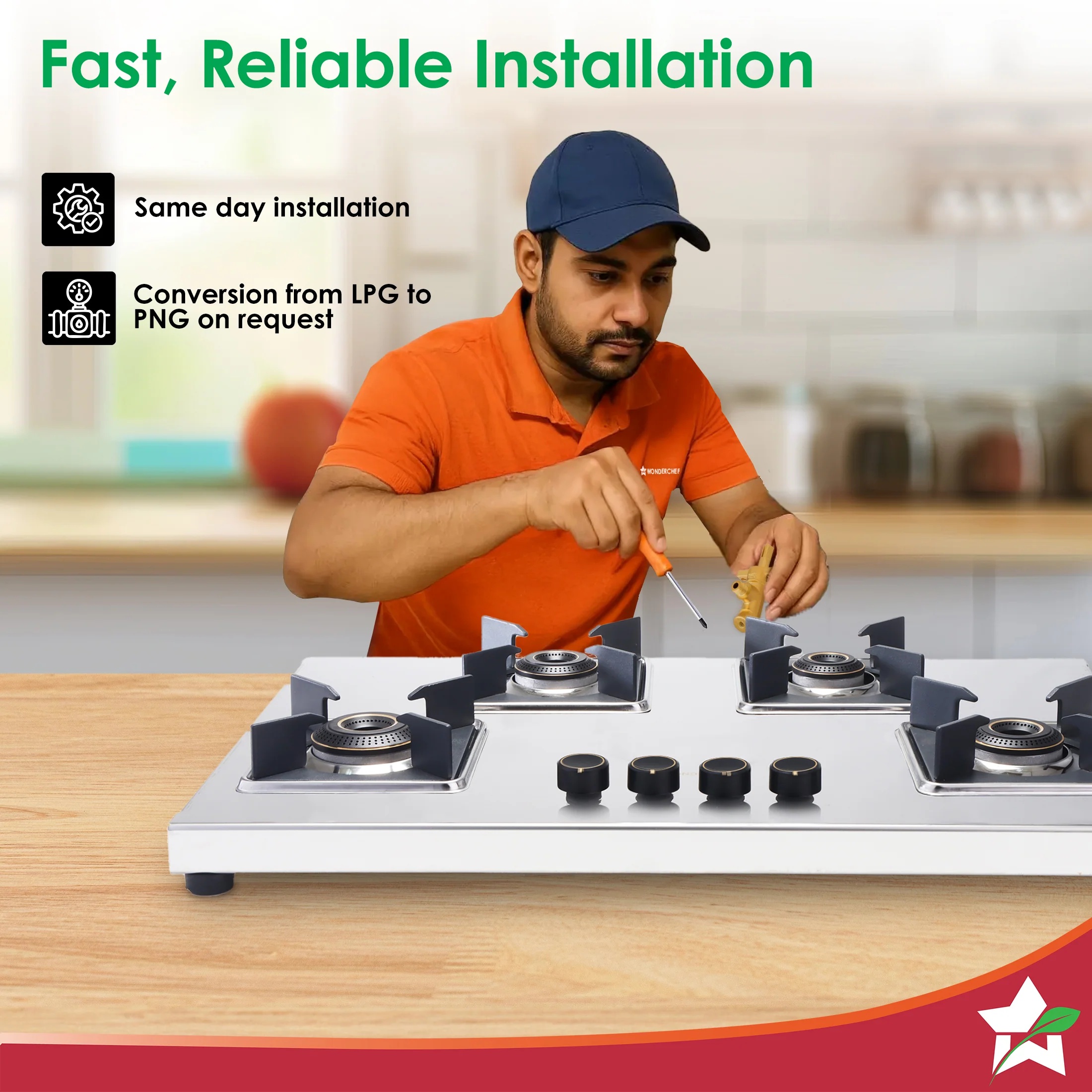 Inox 4 Brass Burner Hobtop, Thick Stainless-steel Construction, LPG Gas Stove for Kitchen, SABAF Leak-proof Valves, Spill-proof Design, Premium Metal Knobs, 2-Yr Warranty - Image 7