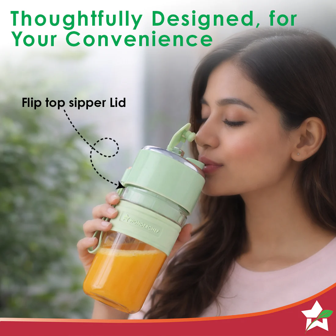 Nutri-cup Zip Portable Blender | 350ml | Blend & Sip with Flip Top Sipper Lid | For Smoothies, Juices, Shakes, Coffee | 2000 mAh Battery | 20 Blending Cycles in One Charge | Type C Charging | Green - Image 6