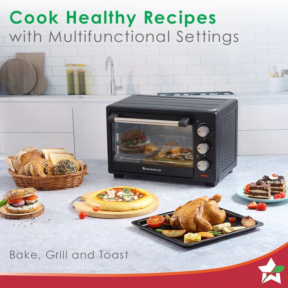 Wonderchef Renewed Oven Toaster Griller (OTG) - 19L | Black with Rotisserie | Auto-shut off | Heat-resistant Tempered Glass | Multi-stage Heat Selection - Image 7