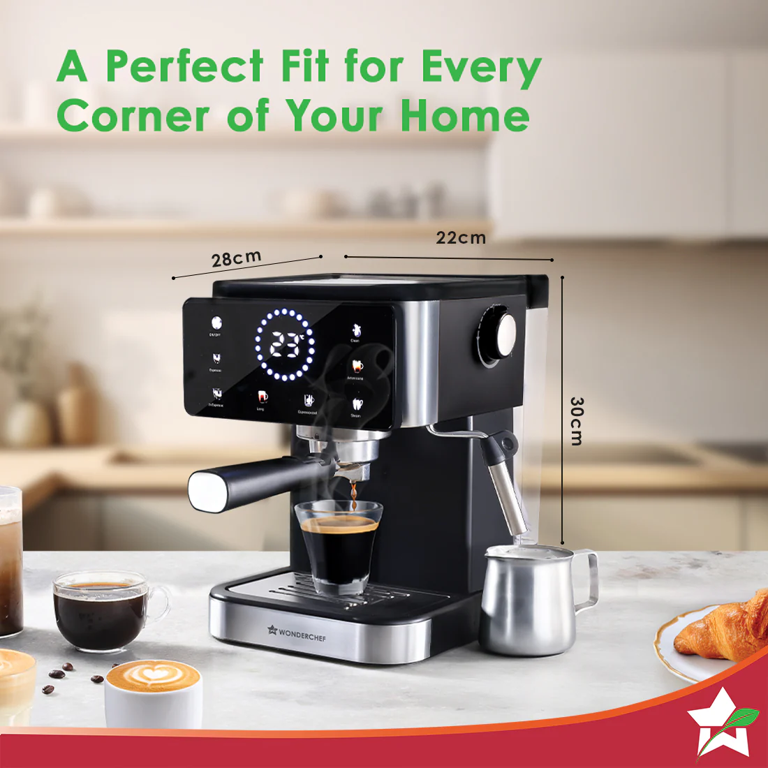 Rinaldi Automatic Espresso Coffee Machine | 20-bar Pressure | Digital Display | For Hot & Cold Espresso, Americano | Auto Cleaning | 2 Year Warranty - Image 4