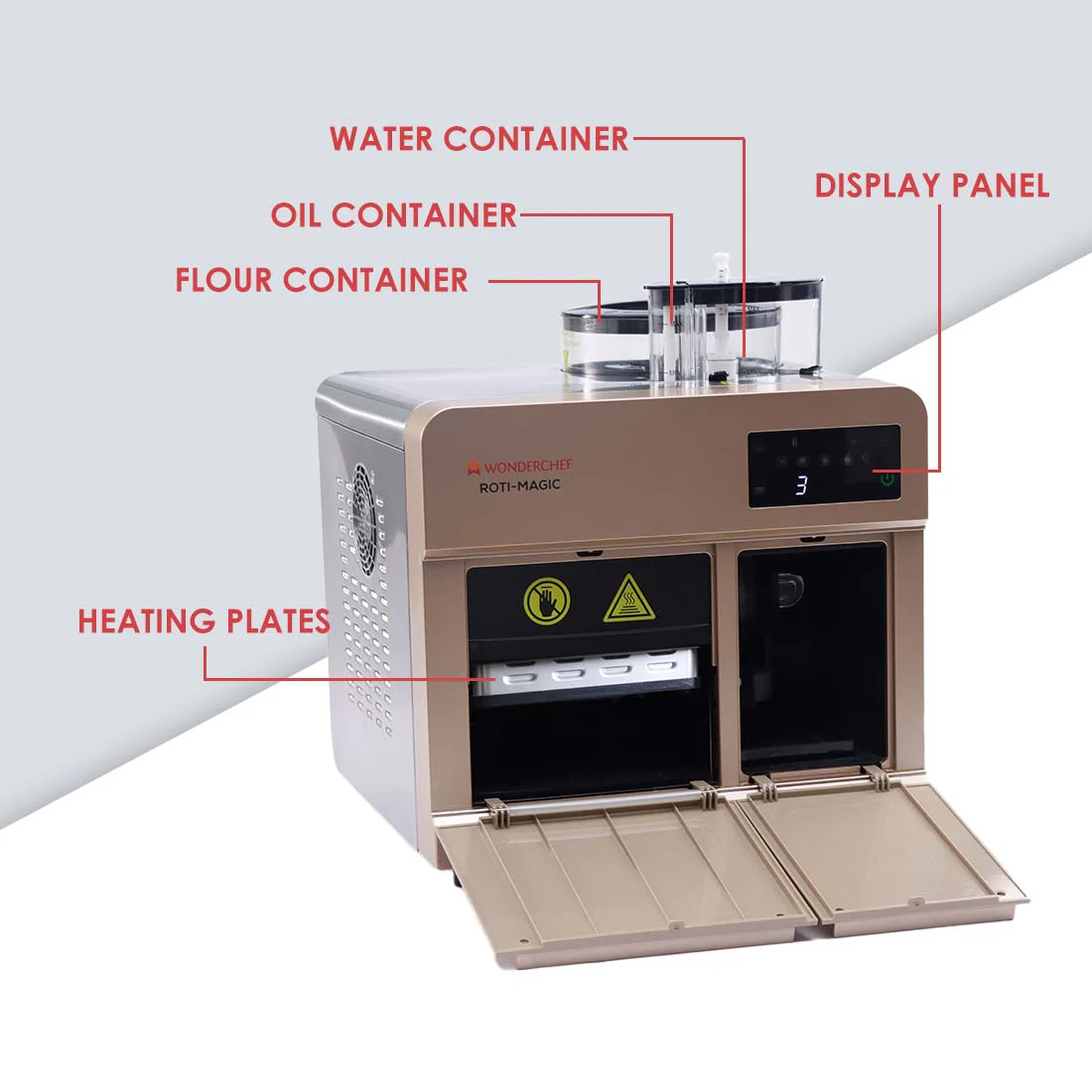 Wonderchef Renewed Roti-Magic | Fully Automatic Roti Maker for Perfect Homemade Rotis | Make Hot Rotis From Dry Atta & Water | Kneads Atta & Rolls Perfect Rotis | Hygienic, Effortless & Time-Saving | 1900 Watt | Rose Pink - Image 5