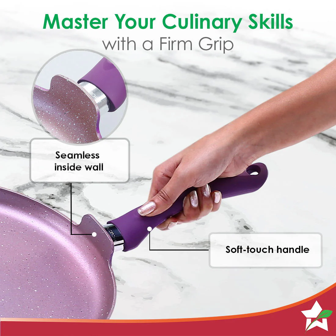 Wonderchef Renewed Royal Velvet 28cm Non-Stick Dosa Tawa | Induction Bottom | Soft-Touch Handle | Virgin Grade Aluminium | 3mm Thick | PFOA and Heavy Metals Free - Image 6