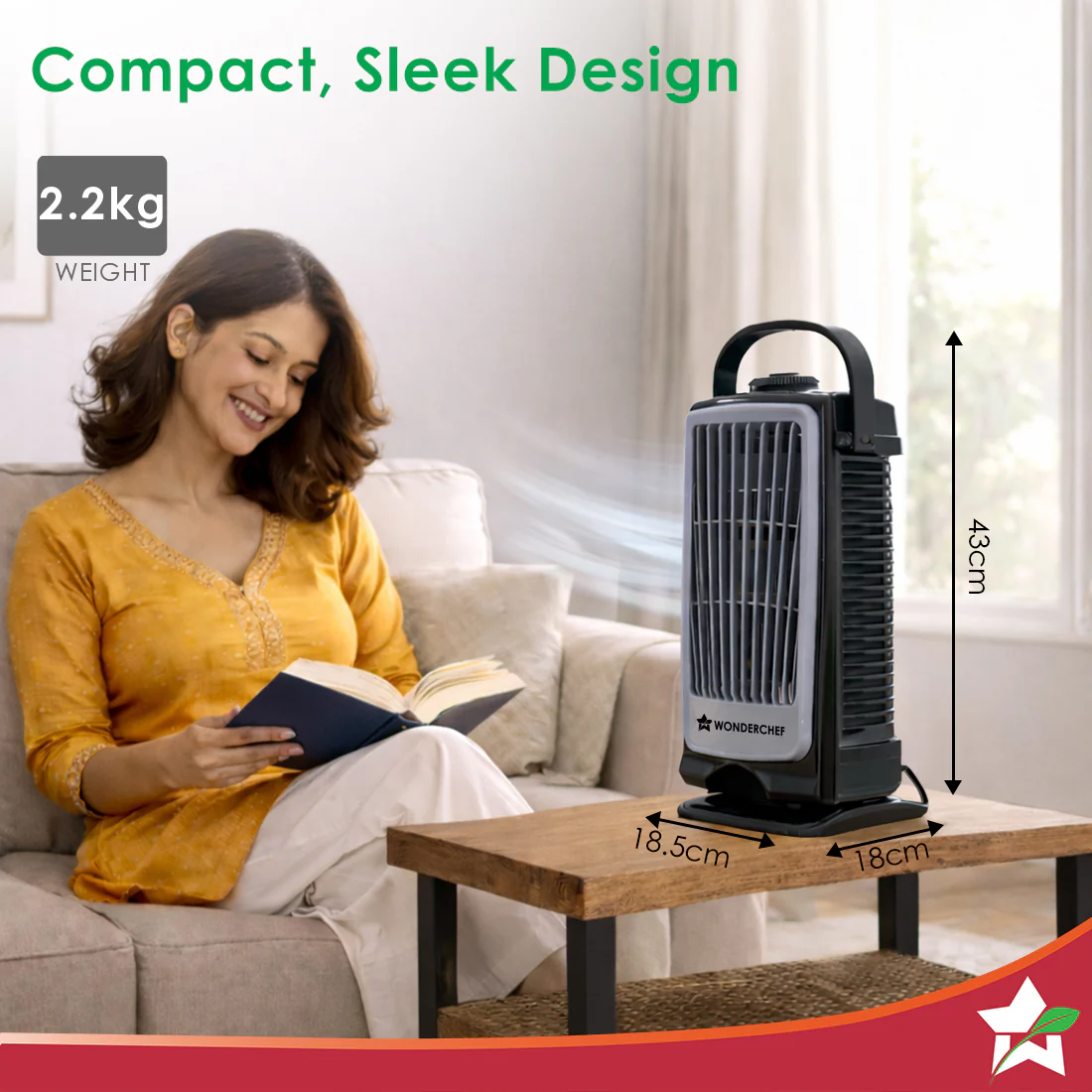 Tornado Portable Fan, For Home and Office Tabletop, 3 Speed Settings, 2kg Mini Portable Fan, Low Power Consumption, Child Safe, 1-Yr Warranty - Image 3
