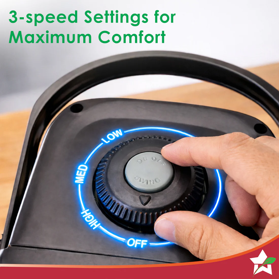 Tornado Portable Fan, For Home and Office Tabletop, 3 Speed Settings, 2kg Mini Portable Fan, Low Power Consumption, Child Safe, 1-Yr Warranty - Image 5