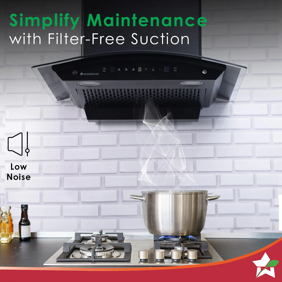 Ultima C-Line| 60cm | 1400 m3/hr | Auto Clean| Curved Glass Chimney | Baffle Filter | 1400M3/hr| Powerful Suction | Touch Control| 3 Speed Motion Sensor Technology| Low Noise | 7 Year Warranty|Black - Image 4