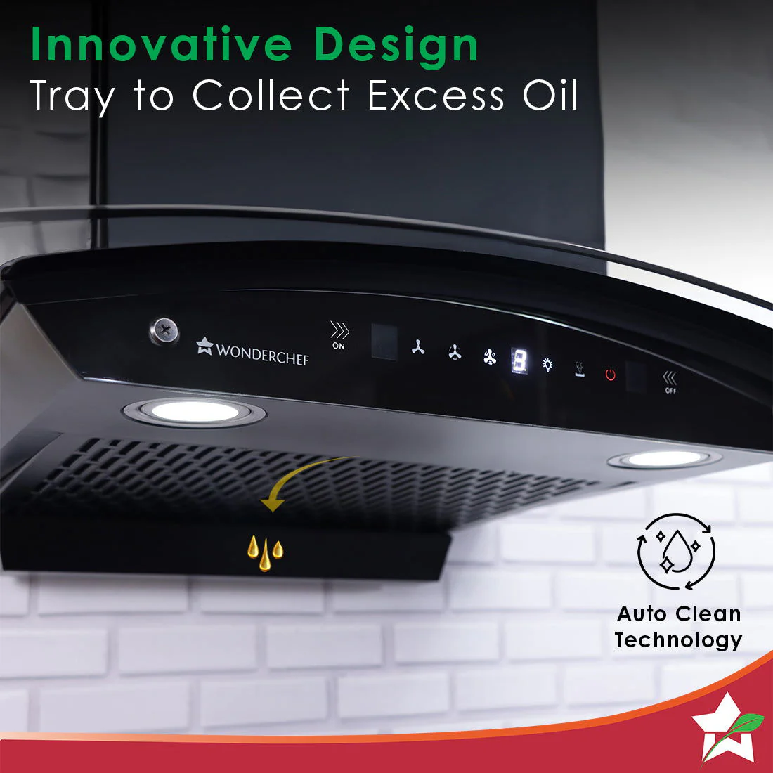 Ultima C-Line| 60cm | 1400 m3/hr | Auto Clean| Curved Glass Chimney | Baffle Filter | 1400M3/hr| Powerful Suction | Touch Control| 3 Speed Motion Sensor Technology| Low Noise | 7 Year Warranty|Black - Image 5