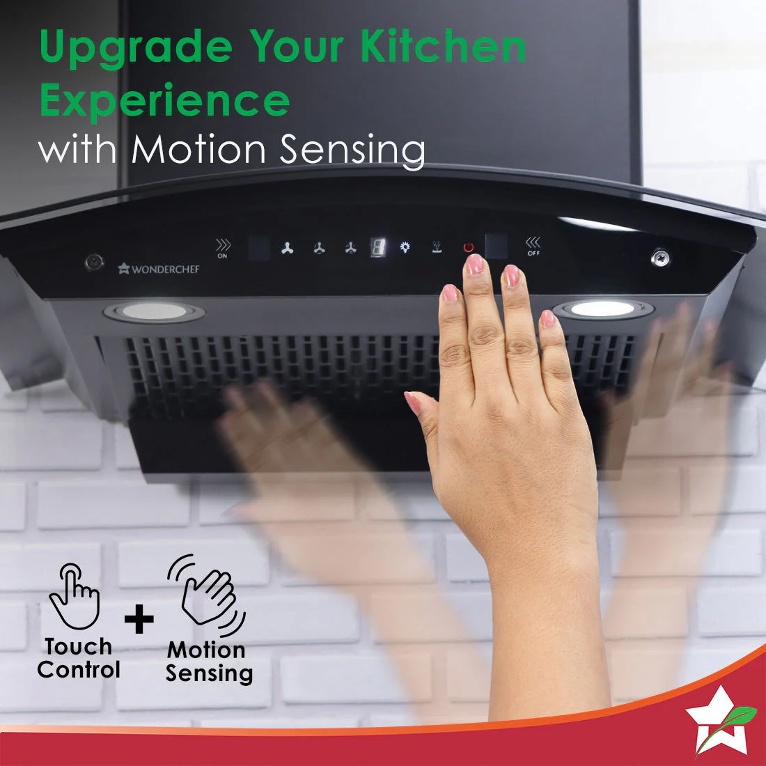 Ultima C-Line| 60cm | 1400 m3/hr | Auto Clean| Curved Glass Chimney | Baffle Filter | 1400M3/hr| Powerful Suction | Touch Control| 3 Speed Motion Sensor Technology| Low Noise | 7 Year Warranty|Black - Image 6