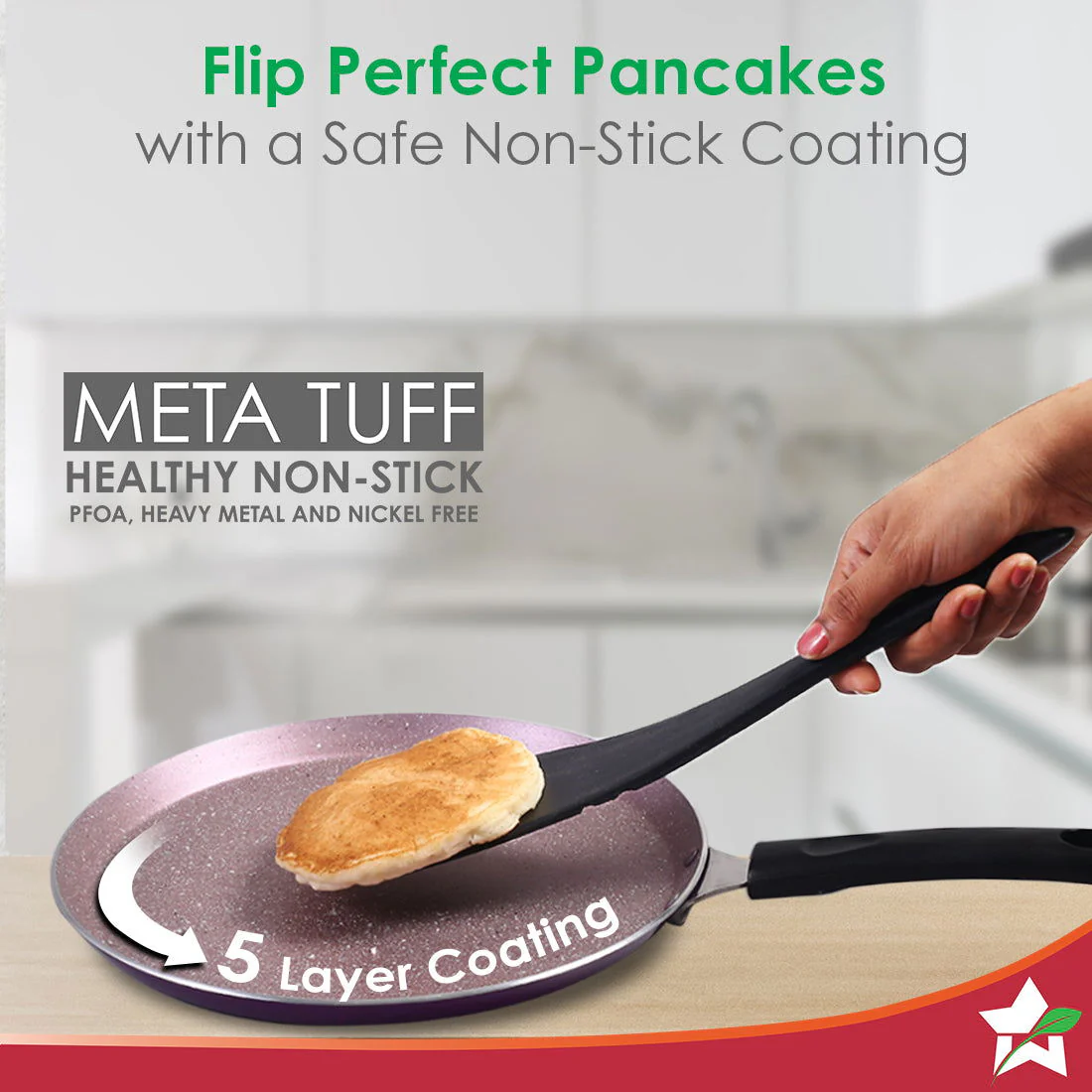 Wonderchef Renewed Valencia 28cm Dosa Tawa | Meta Tuff Non-Stick Coating | Virgin Grade Aluminum | PFOA/Heavy Metals Free - Image 4