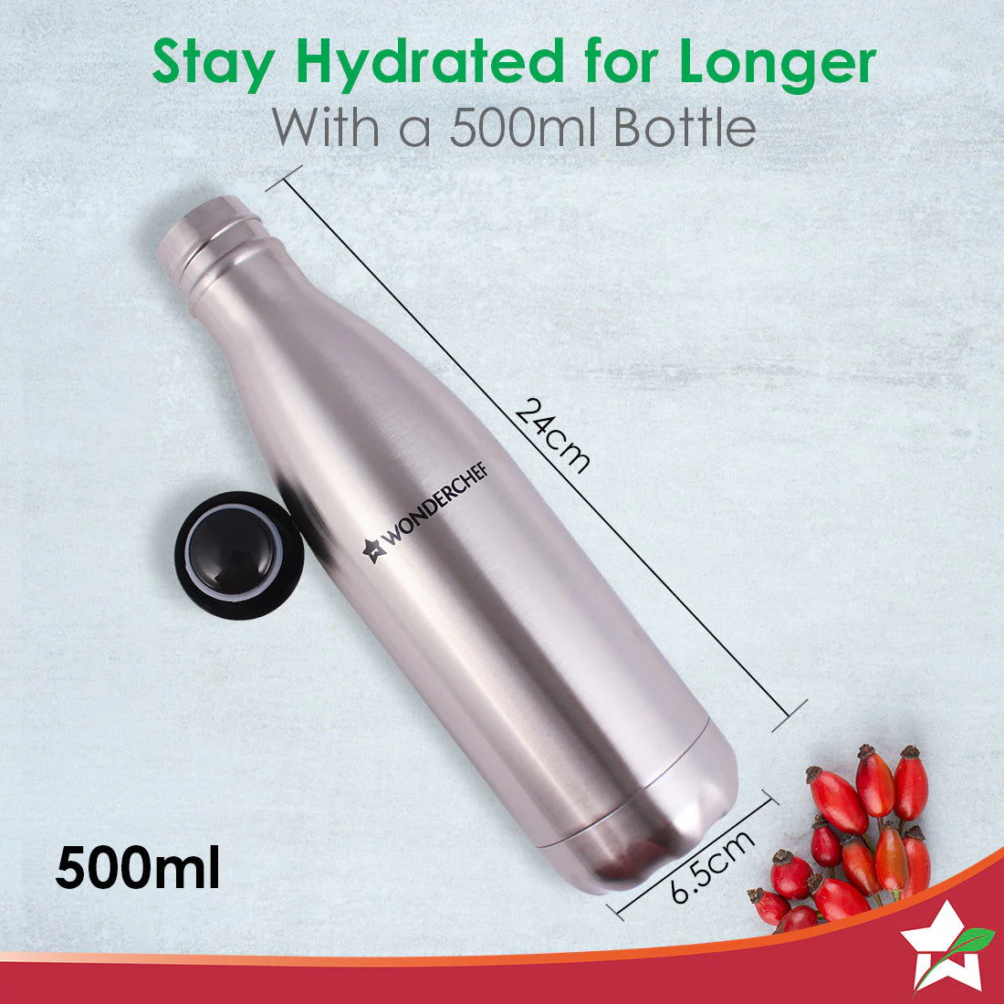 Aqua-Bot, 500ml, Double Wall Stainless Steel Vacuum Insulated Hot and Cold Flask, Spill & Leak Proof, Silver, 2 Years Warranty - Image 7