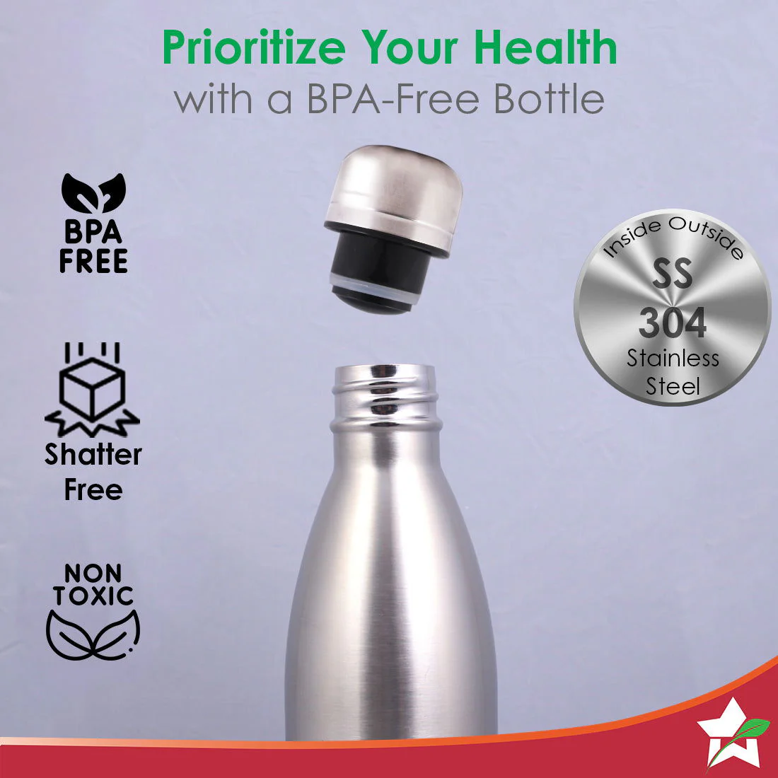 Aqua-Bot, 750ml, Double Wall Stainless Steel Vacuum Insulated Hot and Cold Flask, Spill & Leak Proof, Silver, 2 Years Warranty - Image 4