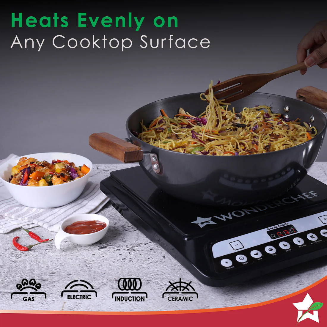 Ebony Hard Anodized 28 cm Wok with Lid | 4.5 Litre | Ideal for Biryani, Pulao|  Black / Brown - Image 3