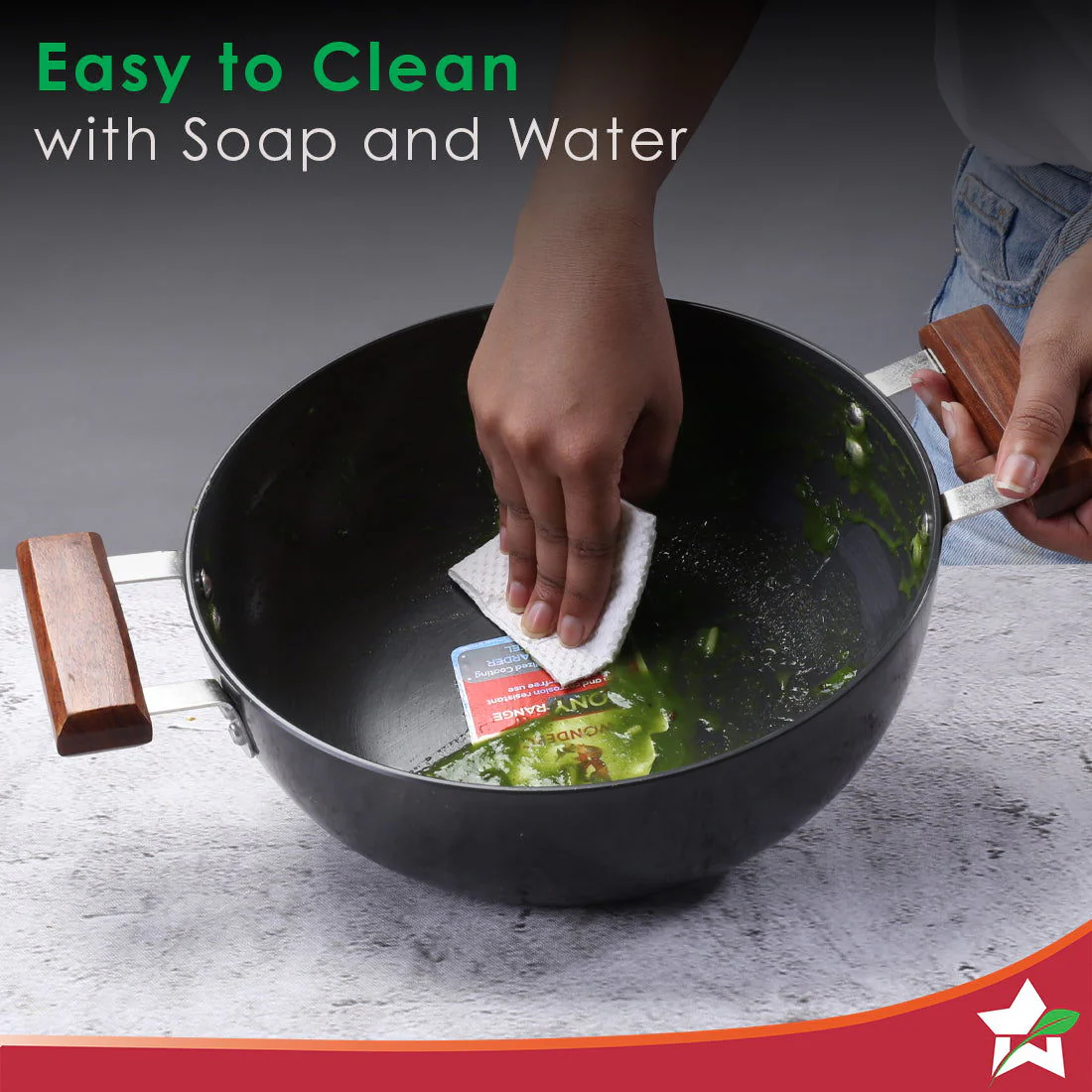 Ebony Hard Anodized 28 cm Wok with Lid | 4.5 Litre | Ideal for Biryani, Pulao|  Black / Brown - Image 7