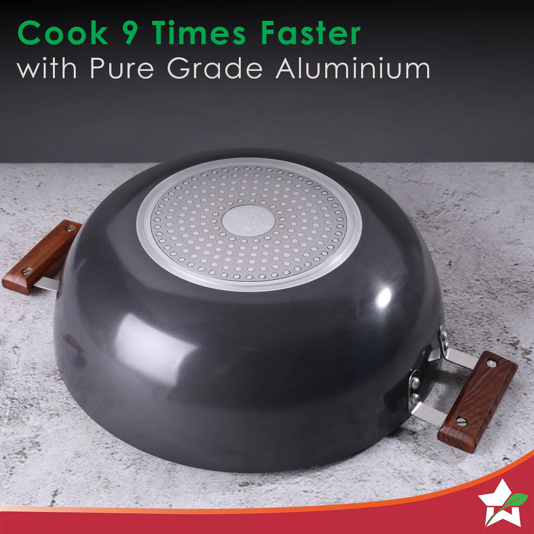 Ebony Hard Anodized 28 cm Wok with Lid | 4.5 Litre | Ideal for Biryani, Pulao|  Black / Brown - Image 8