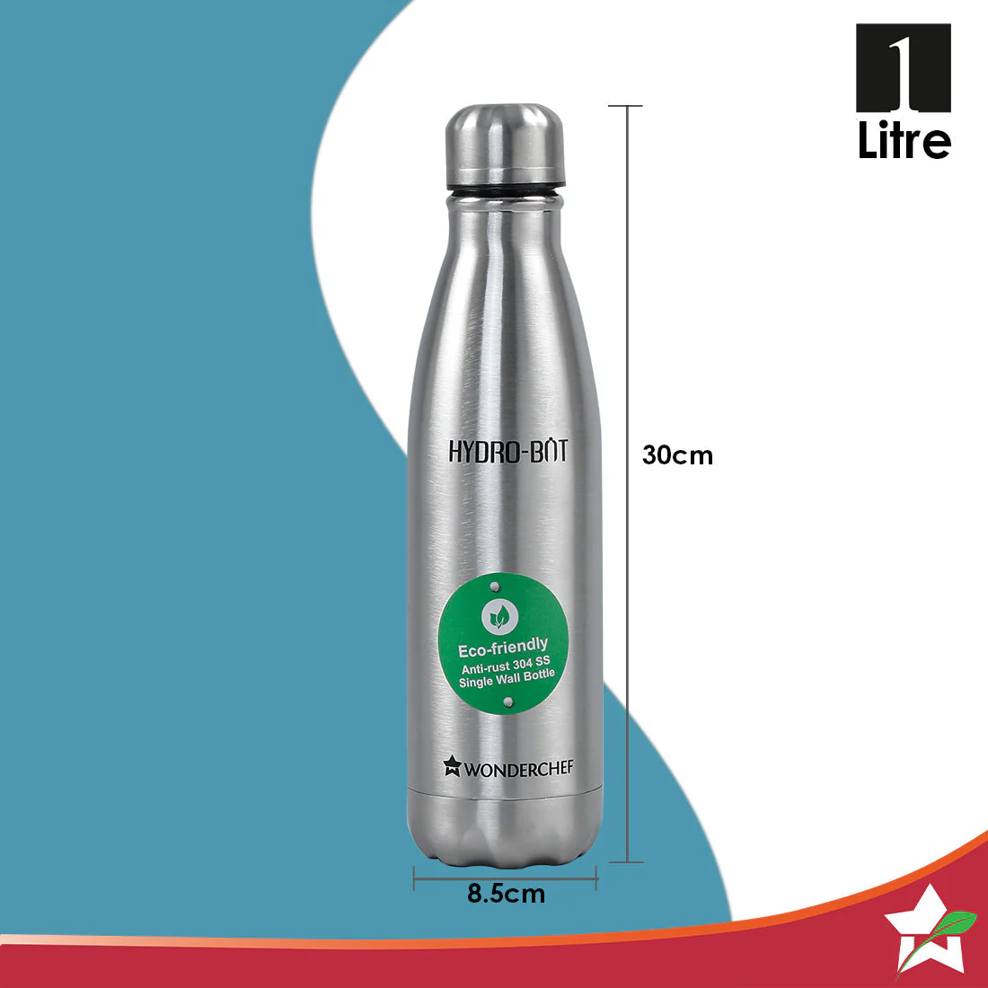 Stainless Steel Hydro Bot 1000 ml/ 1 litre | Gift Box Packing | Single wall | Non-insulated | 304 Stainless Steel | Non Toxic | BPA free | Rust Free | Light weight | For Home & Office | Spill and Leak proof | Wide Mouth | Easy to Clean | 2 Years Warranty - Image 4