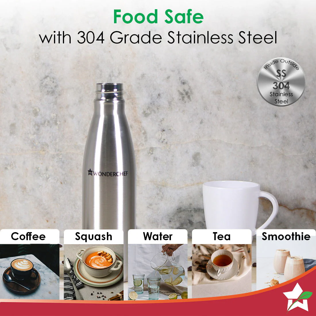 Stainless Steel Hydro Bot 750 ml | Gift Box Packing | Single wall | Non-insulated | 304 Stainless Steel | Non Toxic IBPA free | Rust Free | Light weight | For Home , Office and Travel | Spill and Leak proof | Wide Mouth | Easy to Clean | 2 Years Warranty - Image 3