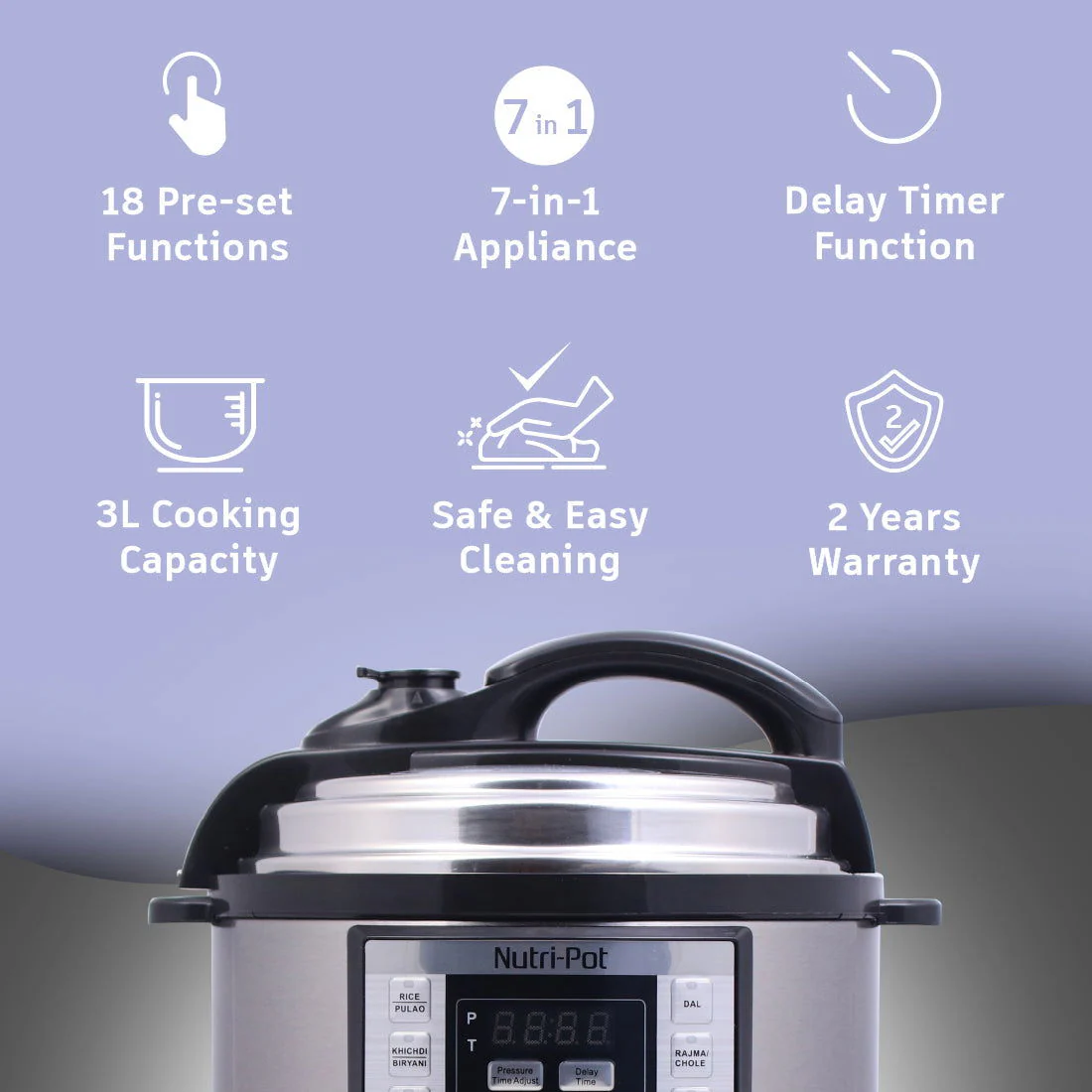 Nutri-Pot 3L Electric Pressure Cooker with 7-in-1 Functions - Image 5