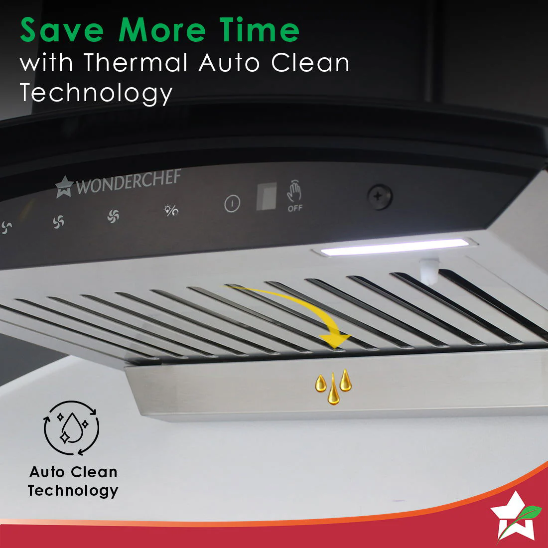 Power Curve Wall-Mount Chimney | Auto Clean Function | 1200M3/H | Suction Capacity | 3 Speed Motion| Gesture and Touch Control | Oil Collector | Low Noise | 90cms | Stainless Steel Baffle Filter | Black - Image 5