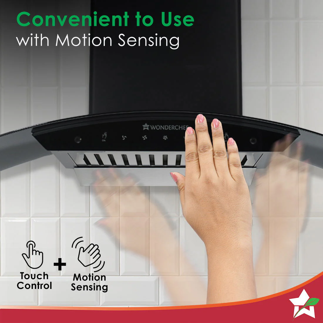 Power Curve Wall-Mount Chimney | Auto Clean Function | 1200M3/H | Suction Capacity | 3 Speed Motion| Gesture and Touch Control | Oil Collector | Low Noise | 90cms | Stainless Steel Baffle Filter | Black - Image 6