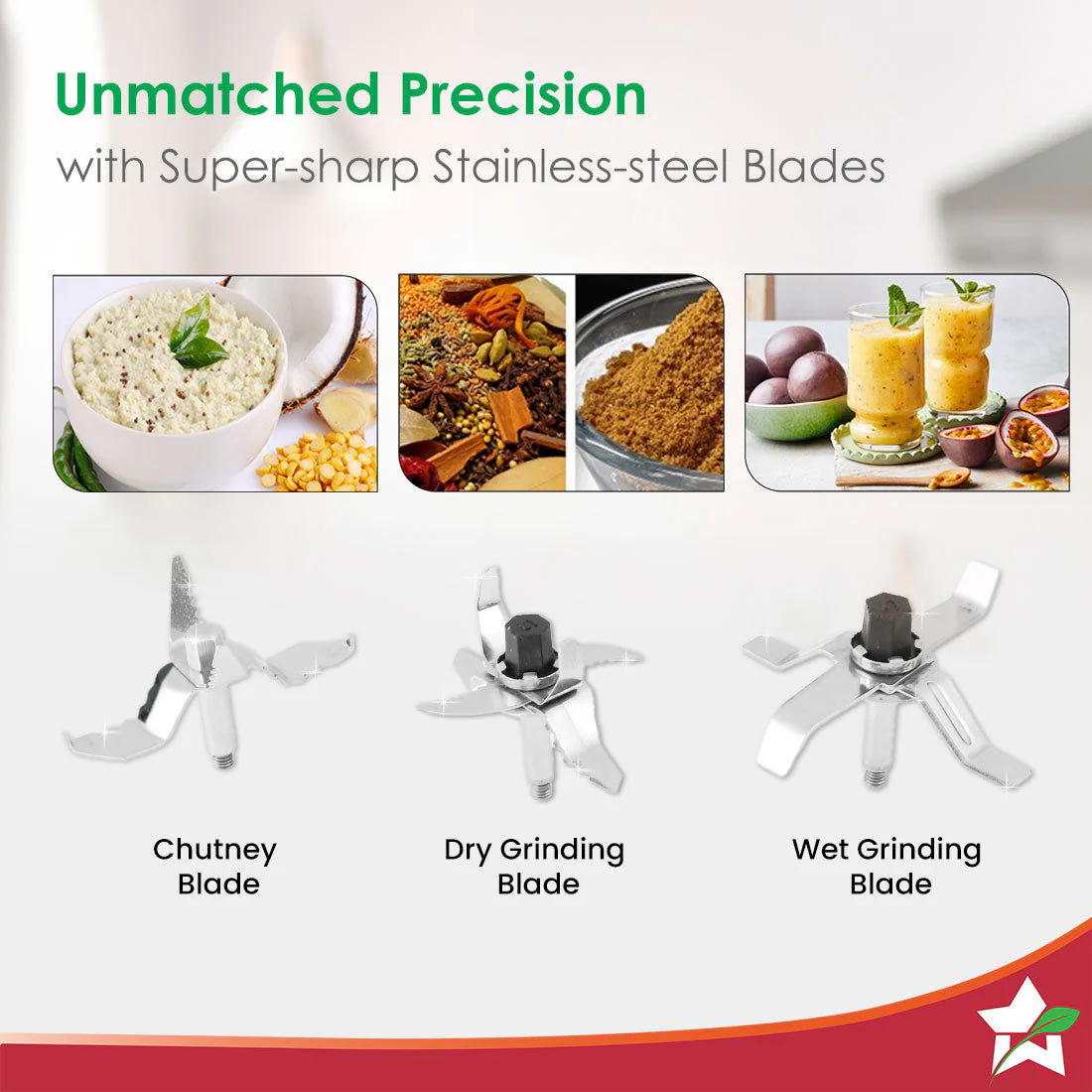 Galaxy Mixer Grinder 1000W | 100 Mins Non-Stop Grinding | 100% Copper Motor | Heavy Duty | Low Noise | Chutney Grinding, Dry Grinding, Wet Grinding, Juicing, Blending | 4 Jars | 2 Year Warranty - Image 3