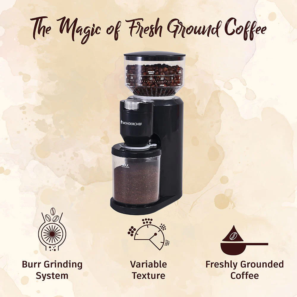 Wonderchef Renewed Regalia Electric Coffee Grinder | Burr Grinder with 31 Grinding Settings | Set Variable Coffee Grind Texture | Grind Beans for Espresso, Americano, Brew and more | 1 Year Warranty - Image 3